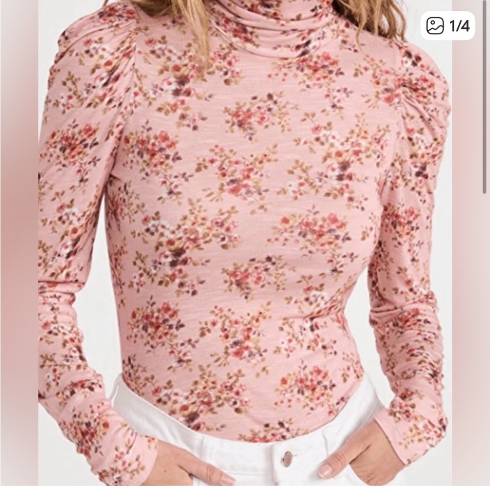 LoveShackFancy Floral Long Sleeve Top in Pink